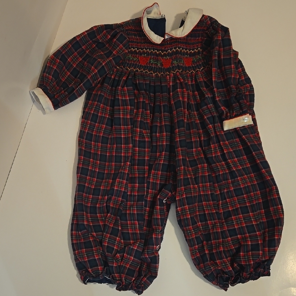Vintage Plaid Baby Romper